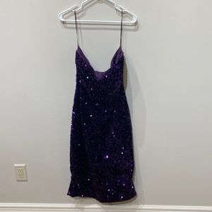 Fashion Nova Purple Dublin Sequins Midi Dress